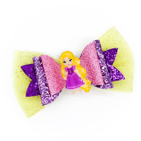 Handmade Rapunzel Purple Princess Glitter Hair Bow - Picture 3 of 7